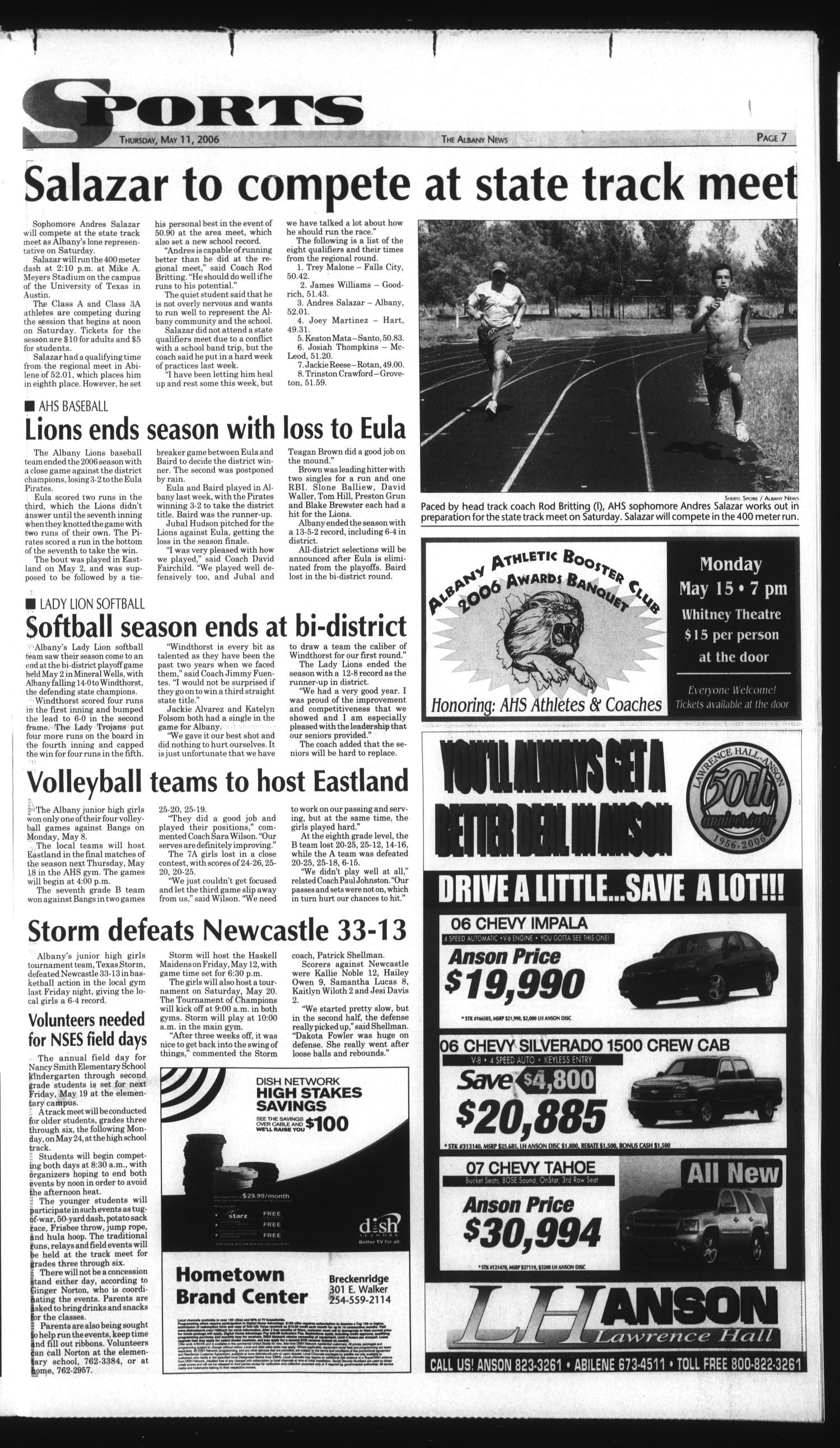 The Albany News (Albany, Tex.), Vol. 130, No. 50, Ed. 1 Thursday, May 11, 2006
                                                
                                                    [Sequence #]: 7 of 12
                                                