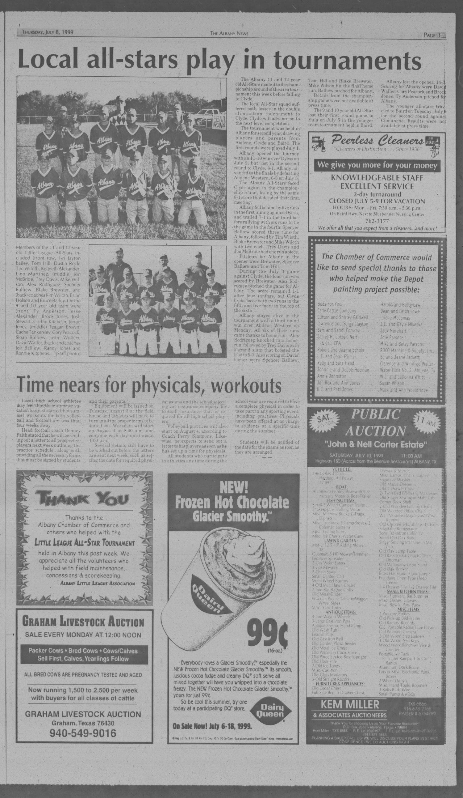 The Albany News (Albany, Tex.), Vol. 124, No. 6, Ed. 1 Thursday, July 8, 1999
                                                
                                                    [Sequence #]: 3 of 10
                                                