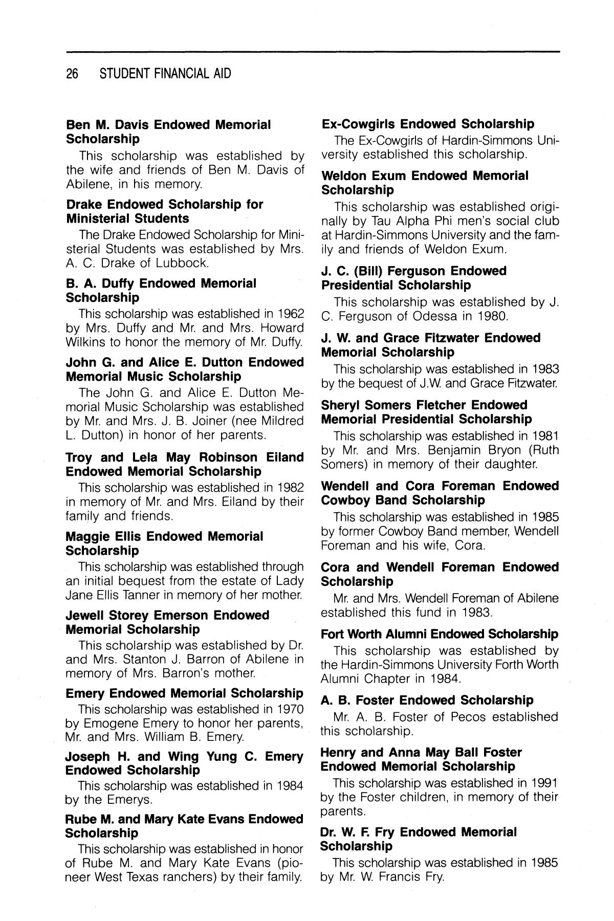 Catalog of Hardin-Simmons University, 1994-1995 Undergraduate Bulletin
                                                
                                                    26
                                                