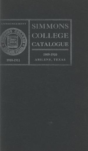 Primary view of object titled 'Catalogue of Simmons College, 1909-1910'.