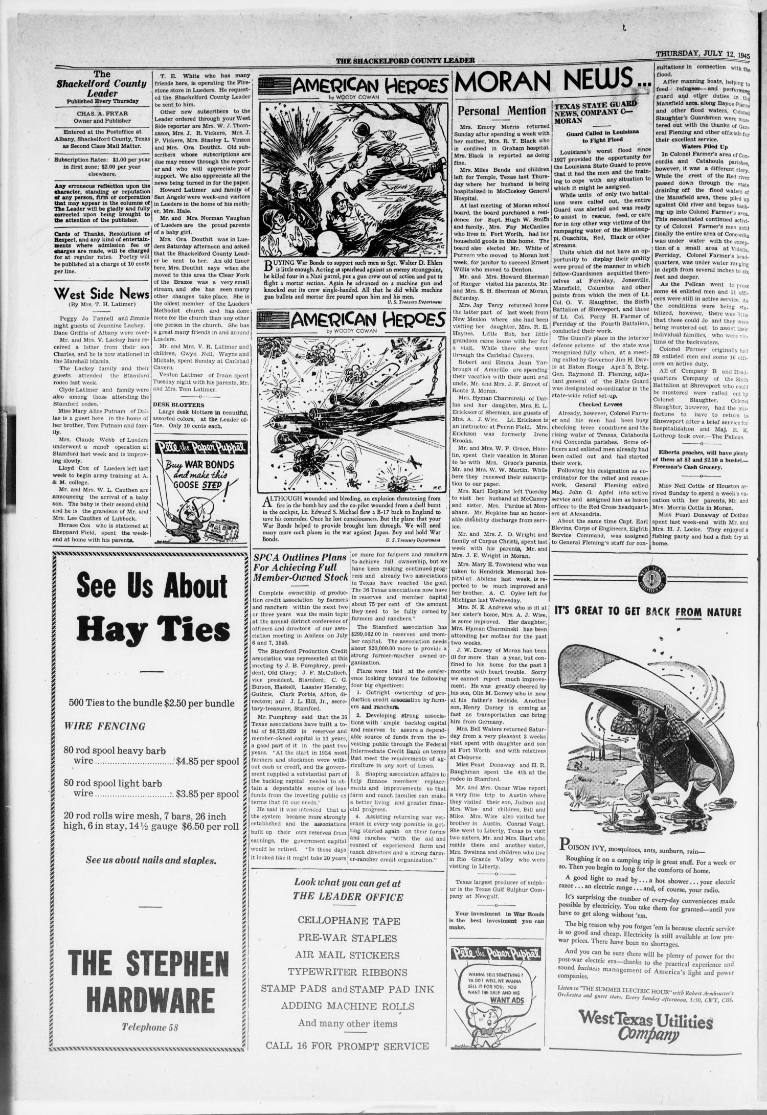 The Shackelford County Leader (Albany, Tex.), Vol. 7, No. 27, Ed. 1 Thursday, July 12, 1945
                                                
                                                    [Sequence #]: 2 of 8
                                                