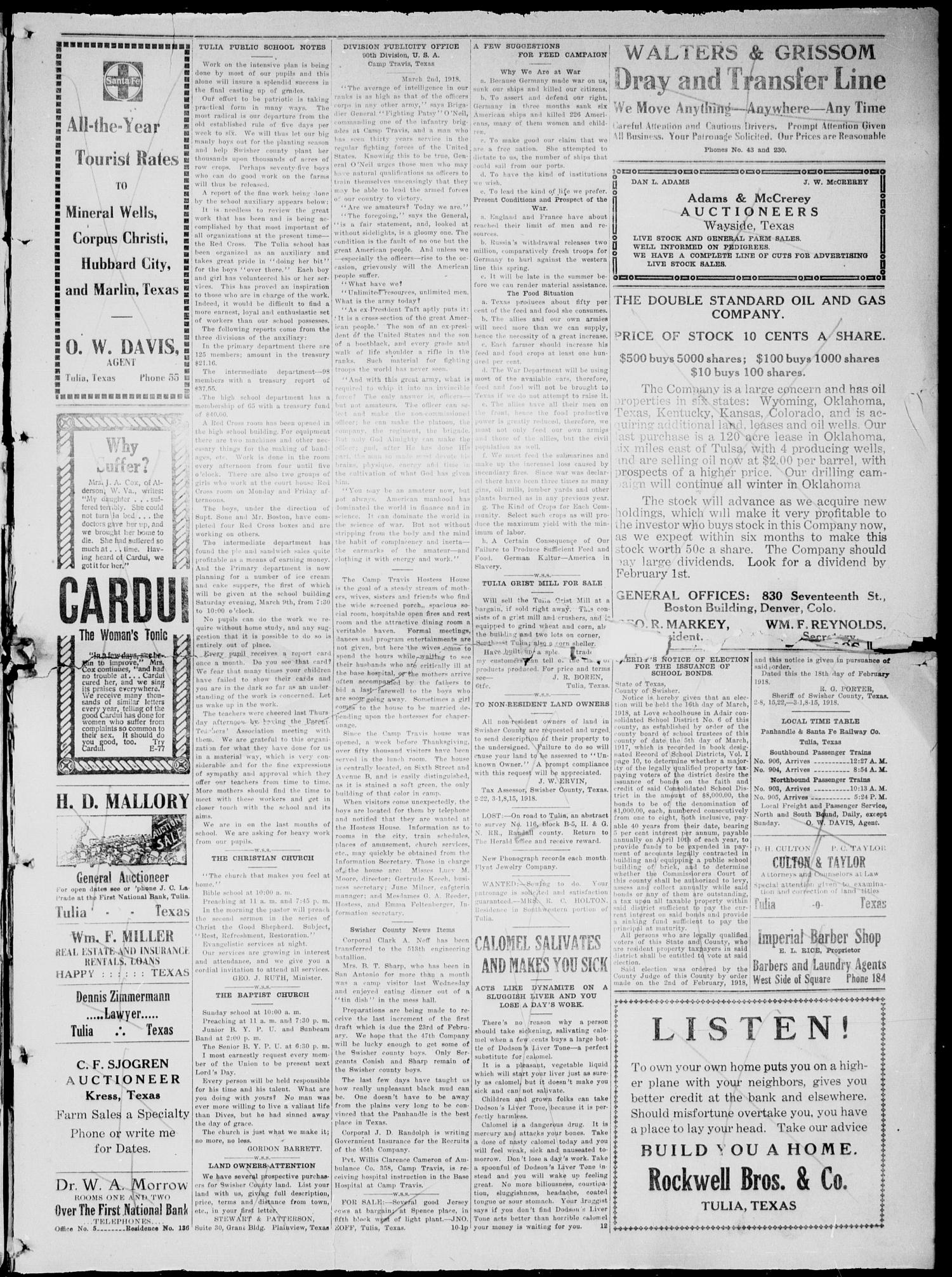 The Tulia Herald (Tulia, Tex), Vol. 9, No. 10, Ed. 1, Friday, March 8, 1918
                                                
                                                    3
                                                