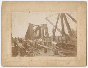 Primary view of object titled '[Bridge Being Built over the Brazos River]'.
