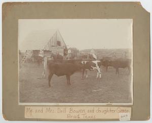 Primary view of object titled '[The Bowen Family Riding Among Cattle]'.