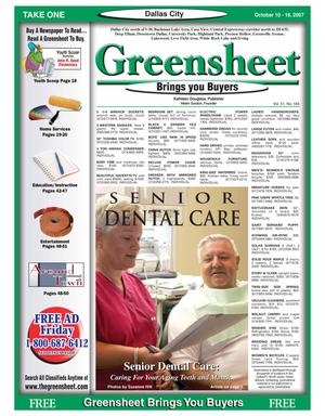 Primary view of object titled 'The Greensheet (Dallas, Tex.), Vol. 31, No. 183, Ed. 1 Wednesday, October 10, 2007'.