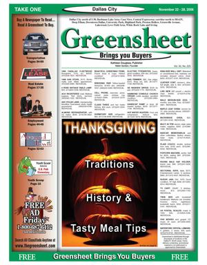 Primary view of object titled 'The Greensheet (Dallas, Tex.), Vol. 30, No. 225, Ed. 1 Wednesday, November 22, 2006'.