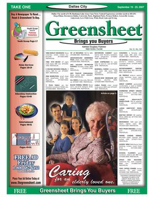 Primary view of object titled 'The Greensheet (Dallas, Tex.), Vol. 31, No. 162, Ed. 1 Wednesday, September 19, 2007'.