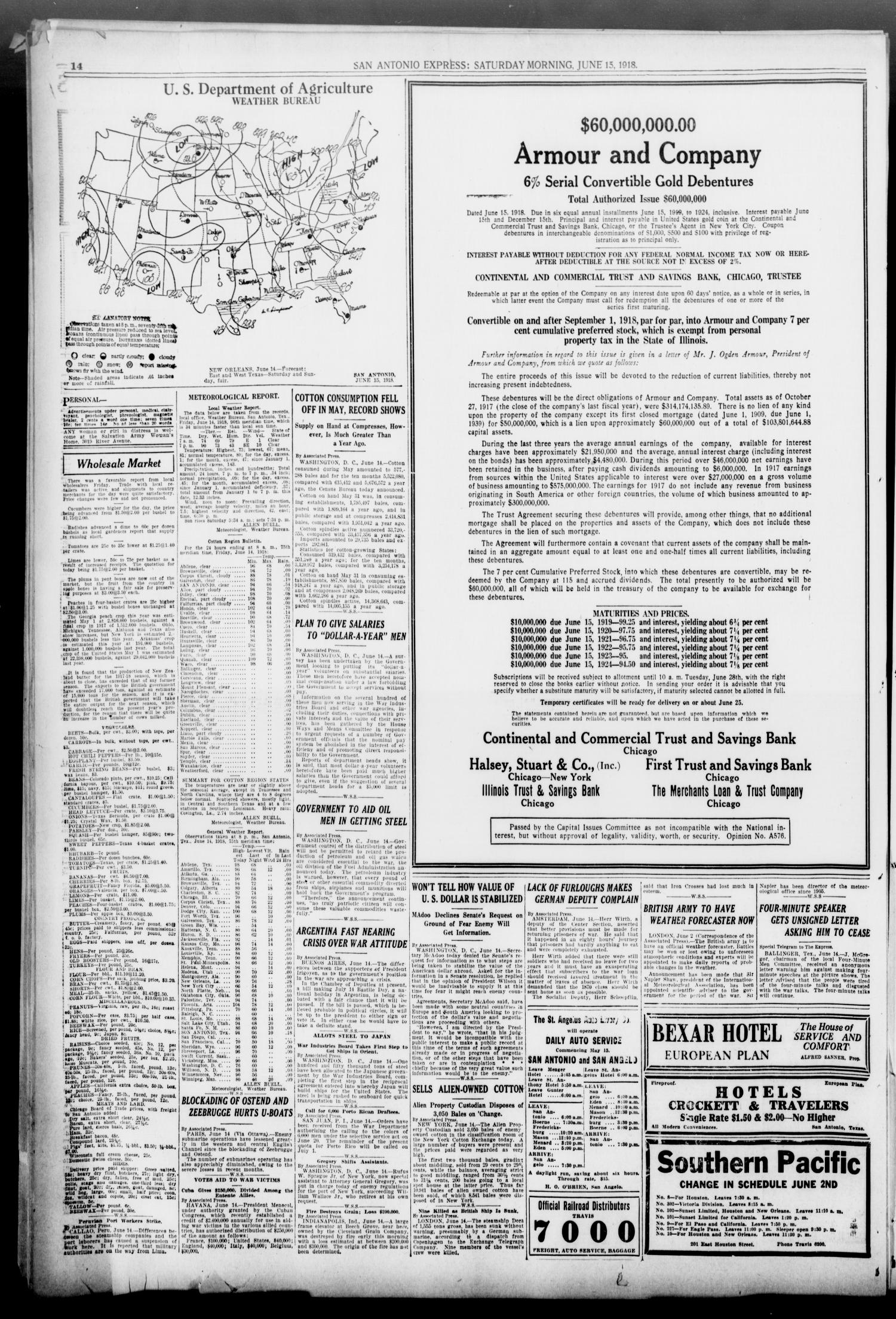 San Antonio Express. (San Antonio, Tex.), Vol. 53, No. 166, Ed. 1 Saturday, June 15, 1918
                                                
                                                    [Sequence #]: 14 of 16
                                                