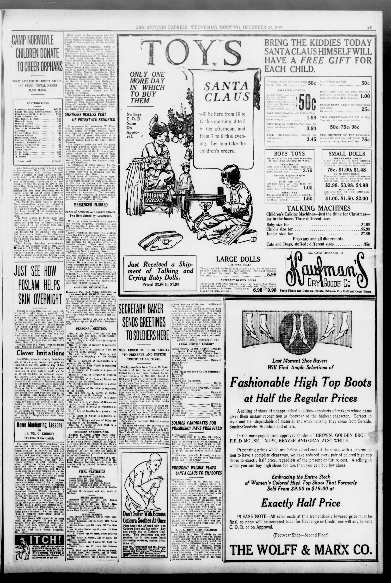 San Antonio Express. (San Antonio, Tex.), Vol. 54, No. 353, Ed. 1 Wednesday, December 24, 1919
                                                
                                                    [Sequence #]: 11 of 18
                                                