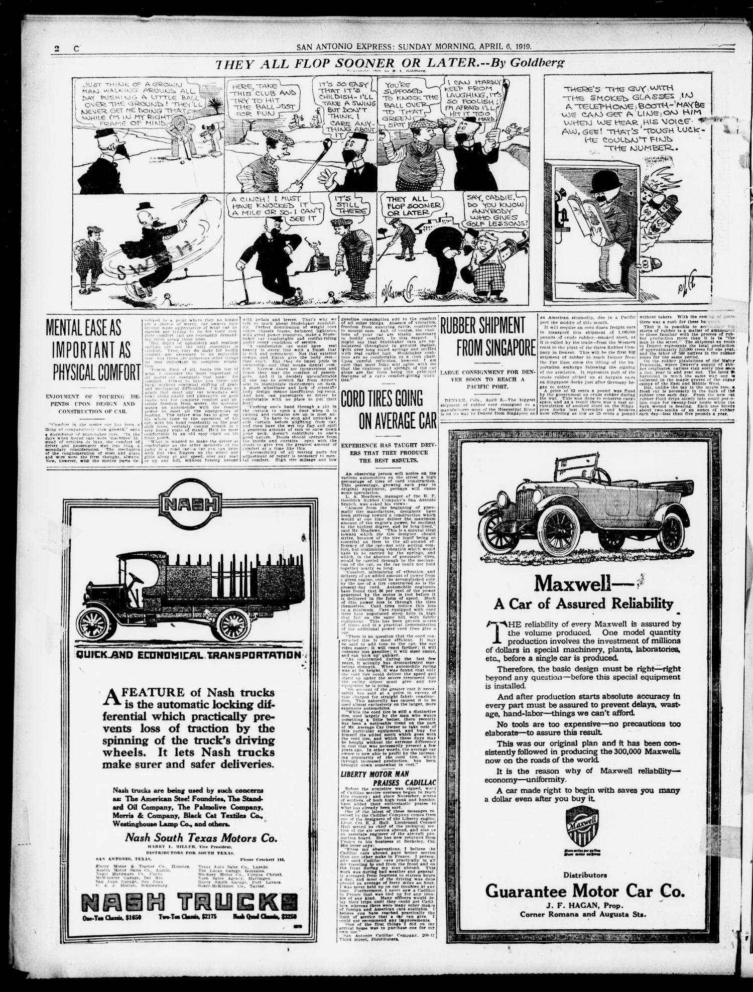 San Antonio Express. (San Antonio, Tex.), Vol. 54, No. 95, Ed. 1 Sunday, April 6, 1919
                                                
                                                    [Sequence #]: 62 of 80
                                                