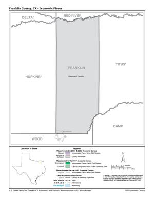 Primary view of object titled '2007 Economic Census Map: Franklin County, Texas - Economic Places'.