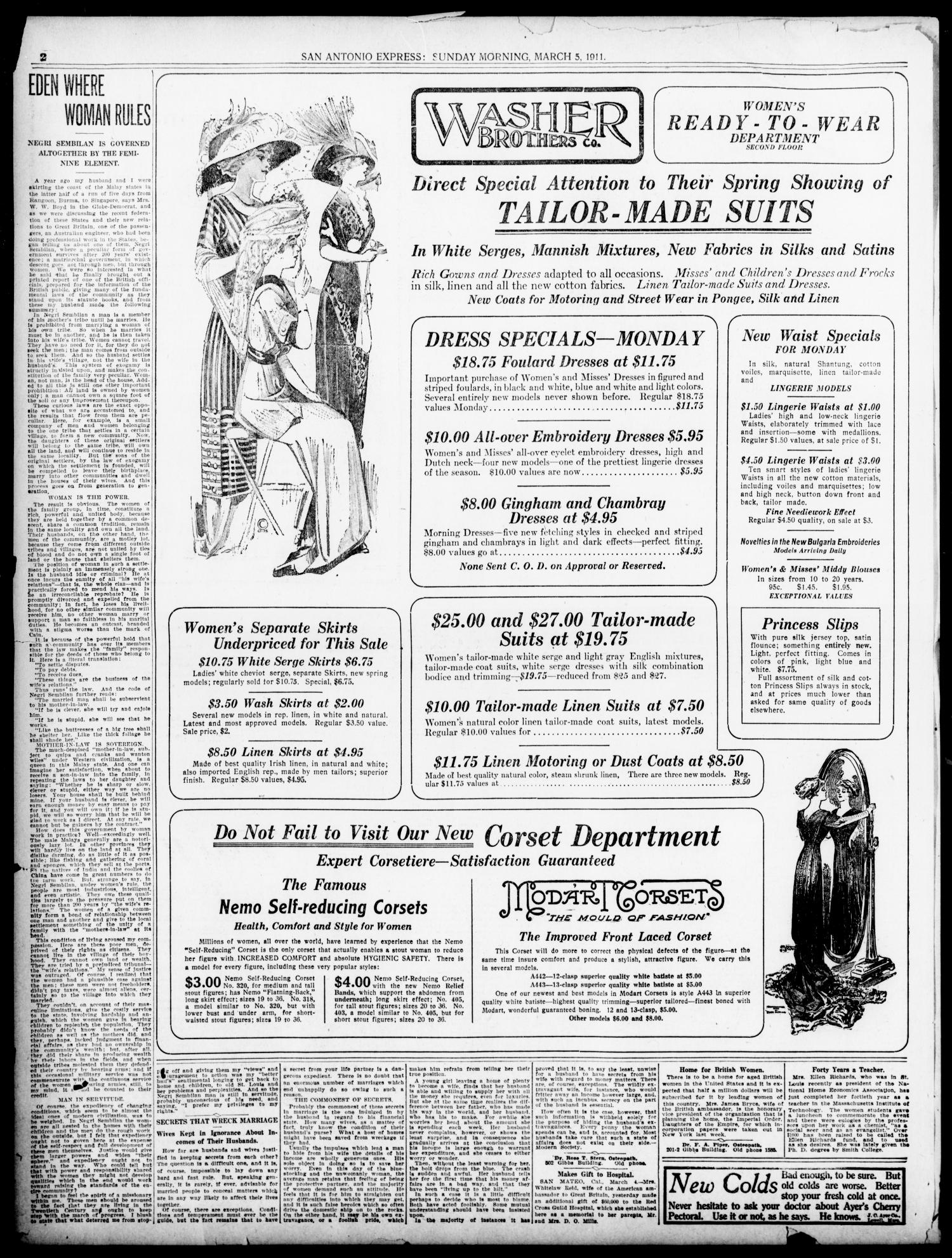 San Antonio Express. (San Antonio, Tex.), Vol. 46, No. 64, Ed. 1 Sunday, March 5, 1911
                                                
                                                    [Sequence #]: 34 of 76
                                                