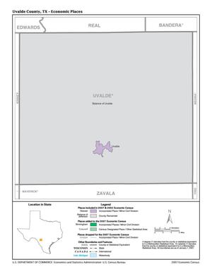 Primary view of object titled '2007 Economic Census Map: Uvalde County, Texas - Economic Places'.