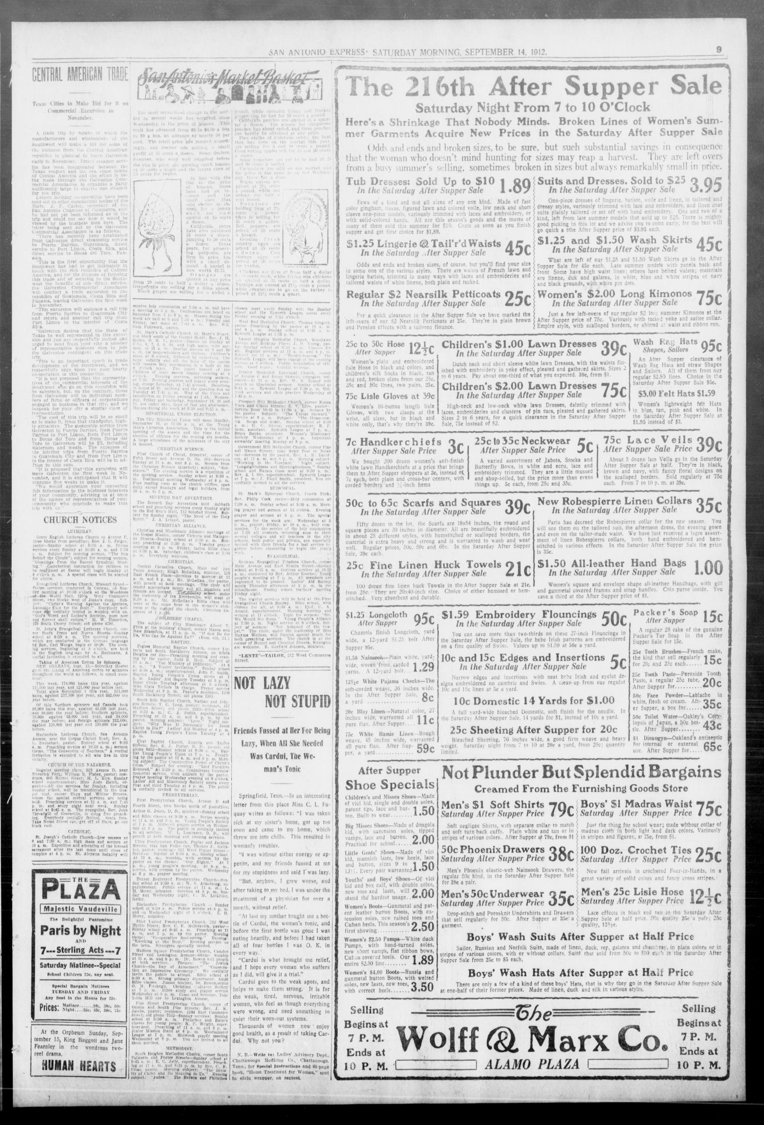 San Antonio Express. (San Antonio, Tex.), Vol. 47, No. 258, Ed. 1 Saturday, September 14, 1912
                                                
                                                    [Sequence #]: 9 of 16
                                                
