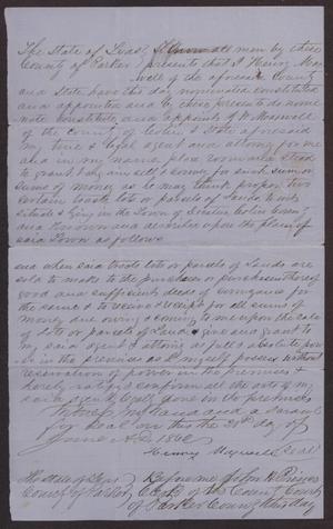 Primary view of [Henry Maxwell Granting J. W. Maxwell Power of Attorney]