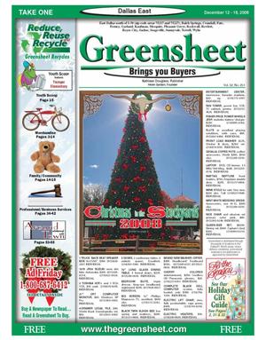 Primary view of object titled 'The Greensheet (Dallas, Tex.), Vol. 32, No. 251, Ed. 1 Friday, December 12, 2008'.