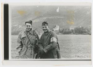 Primary view of object titled '[Two Soldiers in Front of the Alps]'.