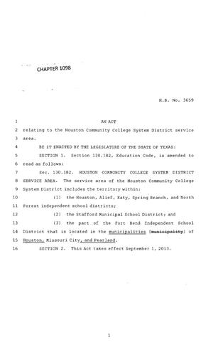Primary view of object titled '83rd Texas Legislature, Regular Session, House Bill 3659, Chapter 1098'.