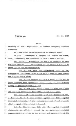Primary view of object titled '83rd Texas Legislature, Regular Session, House Bill 3764, Chapter 719'.