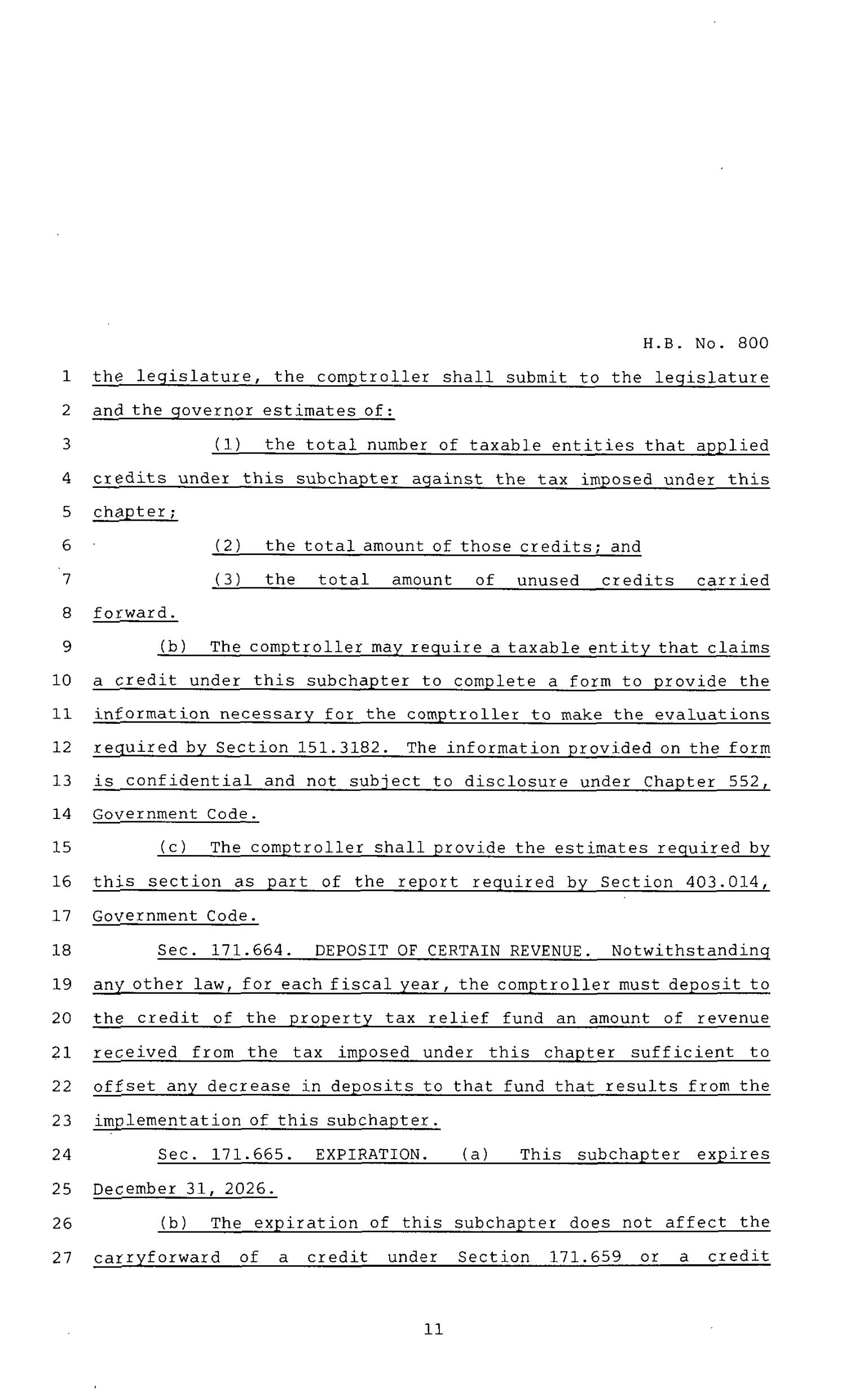 83rd Texas Legislature, Regular Session, House Bill 800, Chapter 1266
                                                
                                                    [Sequence #]: 11 of 13
                                                