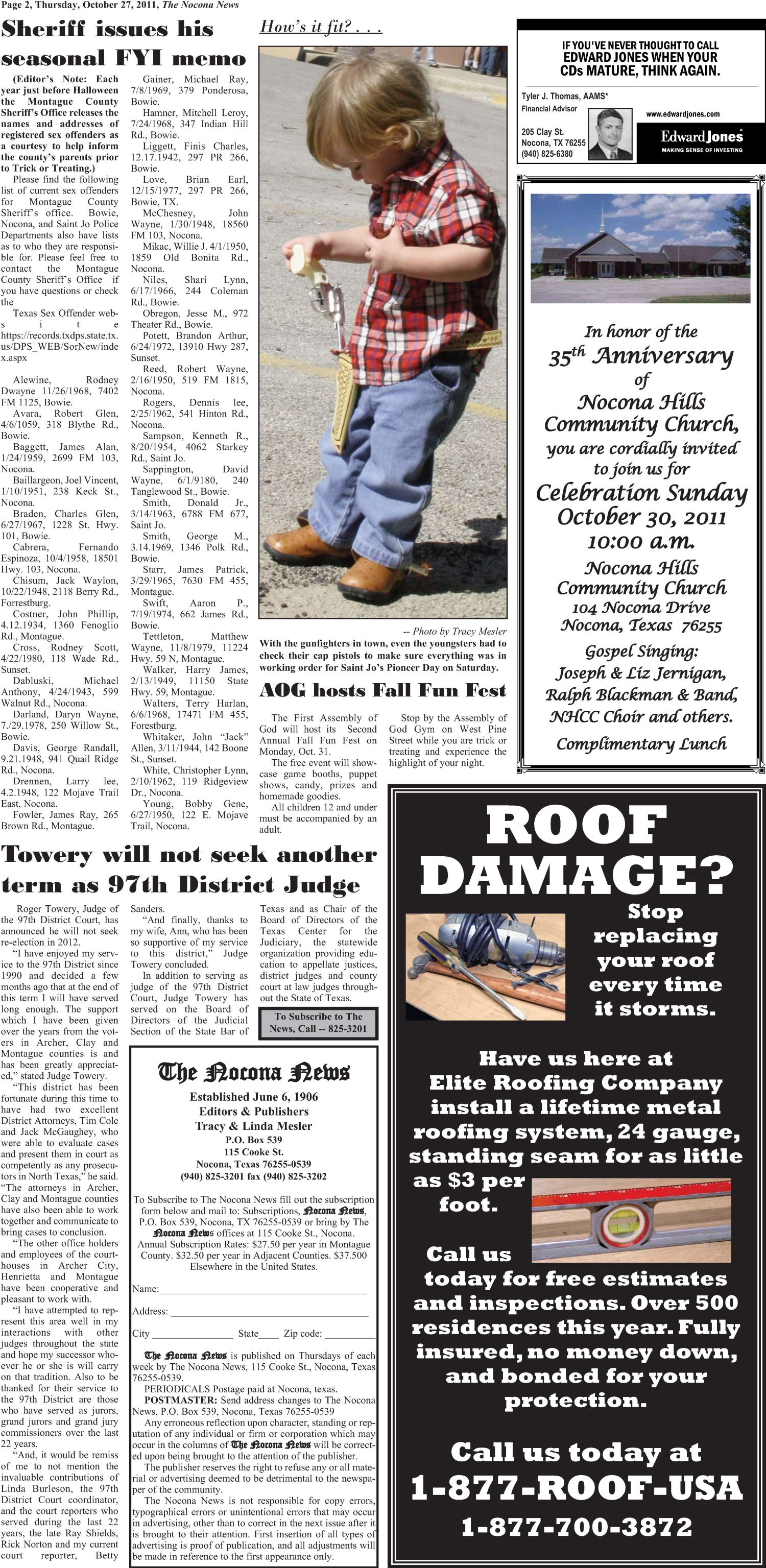 The Nocona News (Nocona, Tex.), Vol. 107, No. 22, Ed. 1 Thursday, October 27, 2011
                                                
                                                    [Sequence #]: 2 of 10
                                                