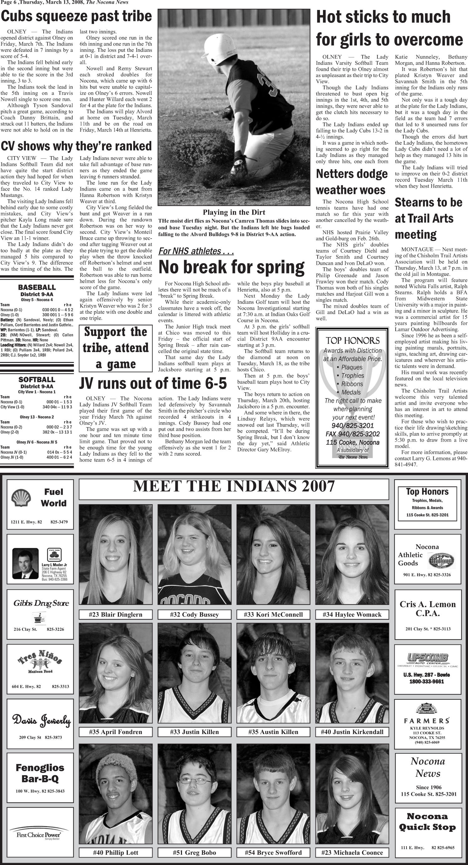 The Nocona News (Nocona, Tex.), Vol. 102, No. 40, Ed. 1 Thursday, March 13, 2008
                                                
                                                    [Sequence #]: 6 of 10
                                                