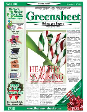 Primary view of object titled 'Greensheet (Dallas, Tex.), Vol. 32, No. 231, Ed. 1 Friday, November 21, 2008'.