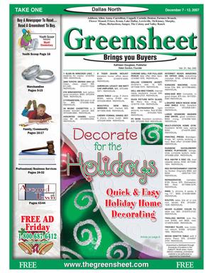 Primary view of object titled 'Greensheet (Dallas, Tex.), Vol. 31, No. 245, Ed. 1 Friday, December 7, 2007'.