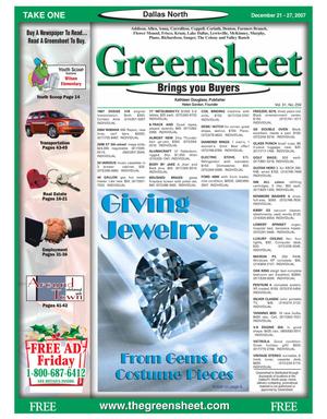 Primary view of object titled 'Greensheet (Dallas, Tex.), Vol. 31, No. 259, Ed. 1 Friday, December 21, 2007'.
