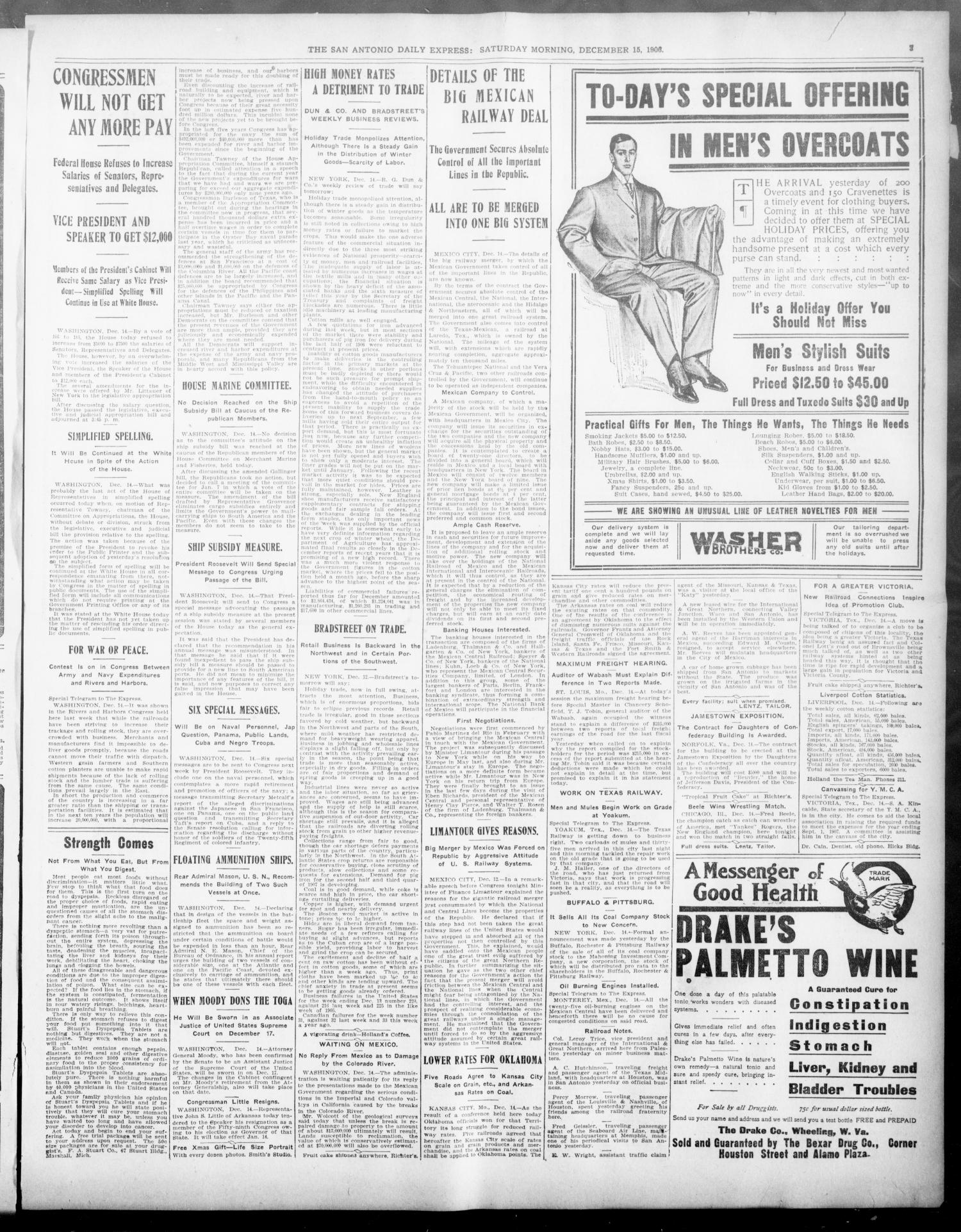 The Daily Express. (San Antonio, Tex.), Vol. 41, No. 349, Ed. 1 Saturday, December 15, 1906
                                                
                                                    [Sequence #]: 3 of 12
                                                
