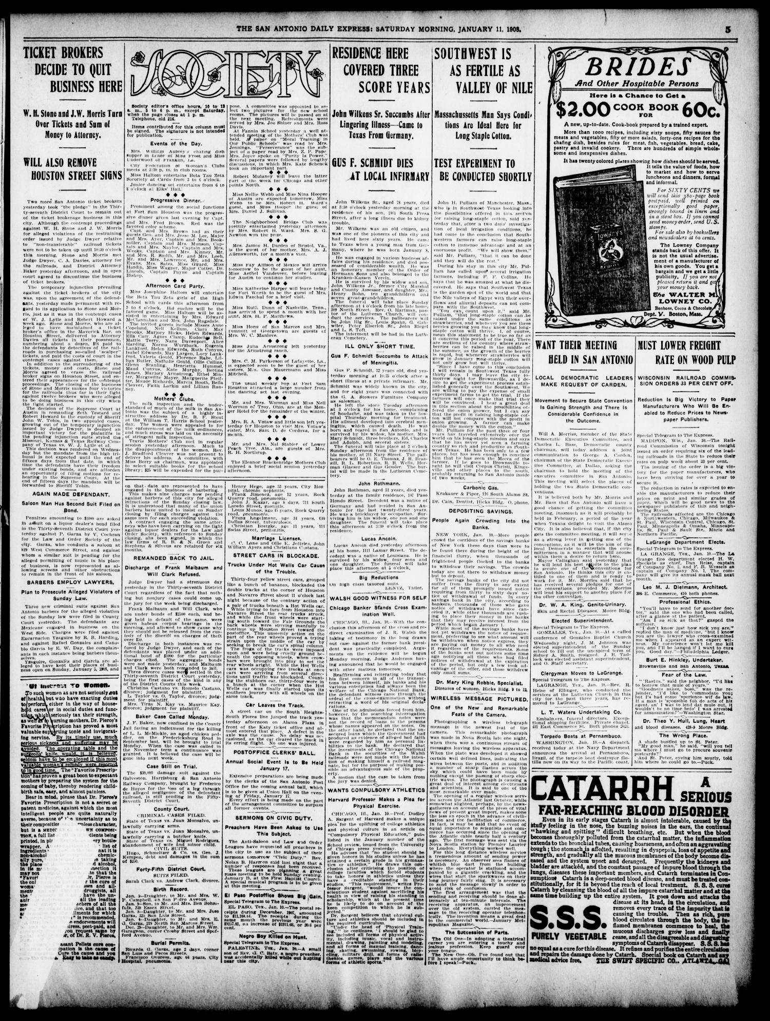 The Daily Express. (San Antonio, Tex.), Vol. 43, No. 11, Ed. 1 Saturday, January 11, 1908
                                                
                                                    [Sequence #]: 5 of 12
                                                