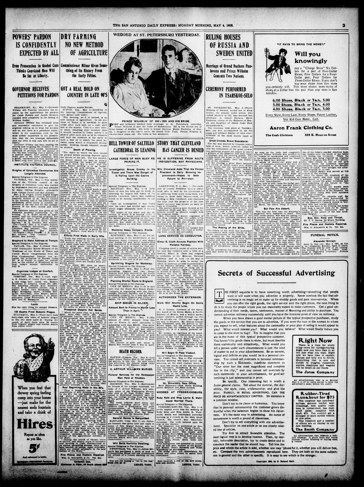 The Daily Express. (San Antonio, Tex.), Vol. 43, No. 125, Ed. 1 Monday, May 4, 1908
                                                
                                                    [Sequence #]: 3 of 10
                                                