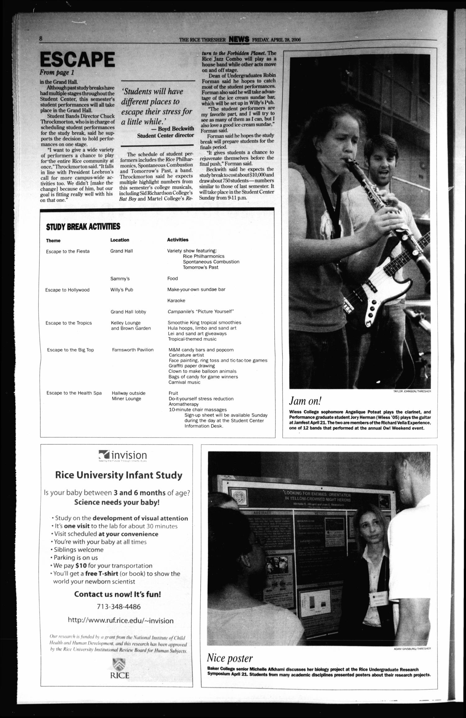 The Rice Thresher, Vol. 93, No. 27, Ed. 1 Friday, April 28, 2006
                                                
                                                    [Sequence #]: 8 of 20
                                                
