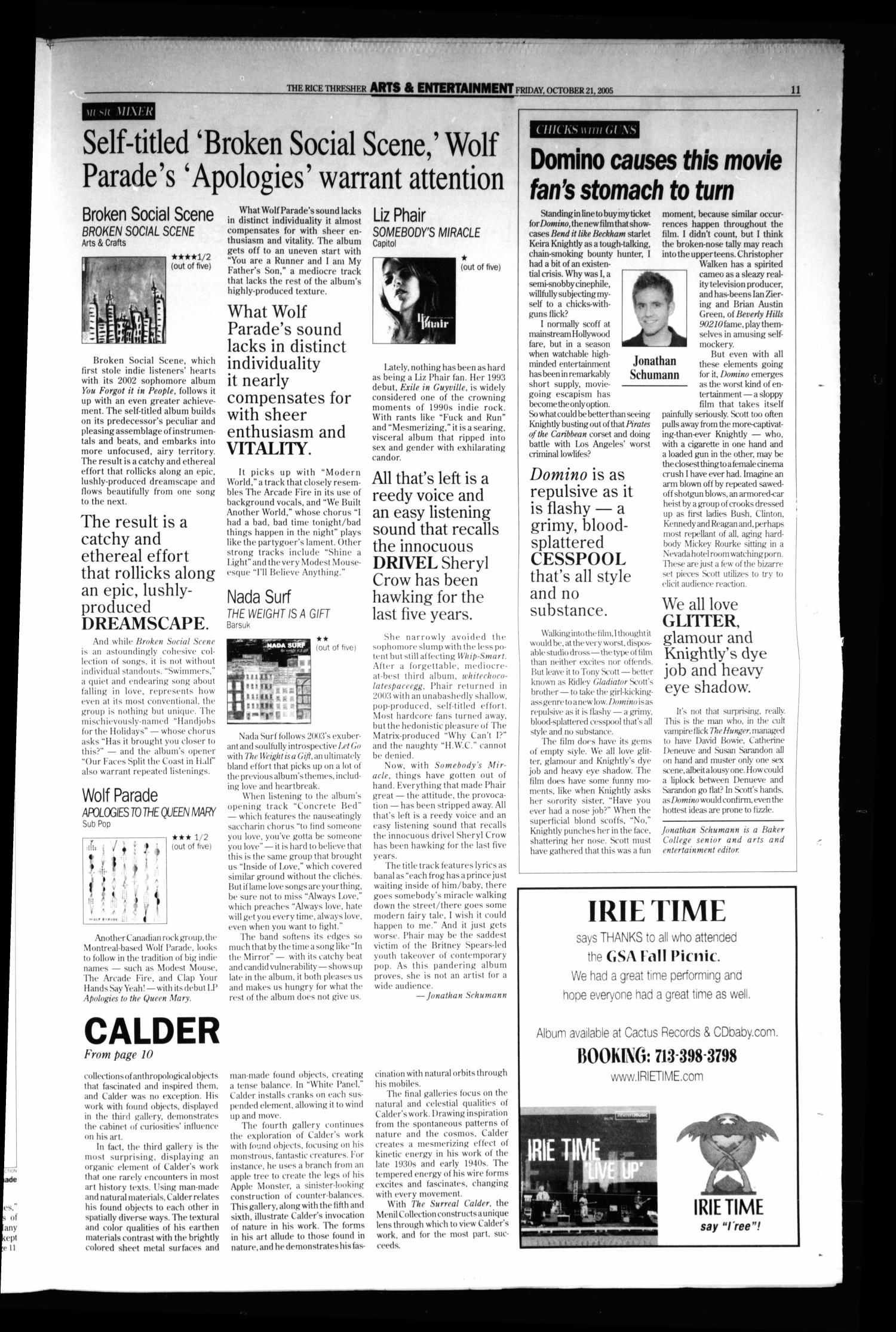 The Rice Thresher, Vol. 93, No. 9, Ed. 1 Friday, October 21, 2005
                                                
                                                    [Sequence #]: 11 of 20
                                                