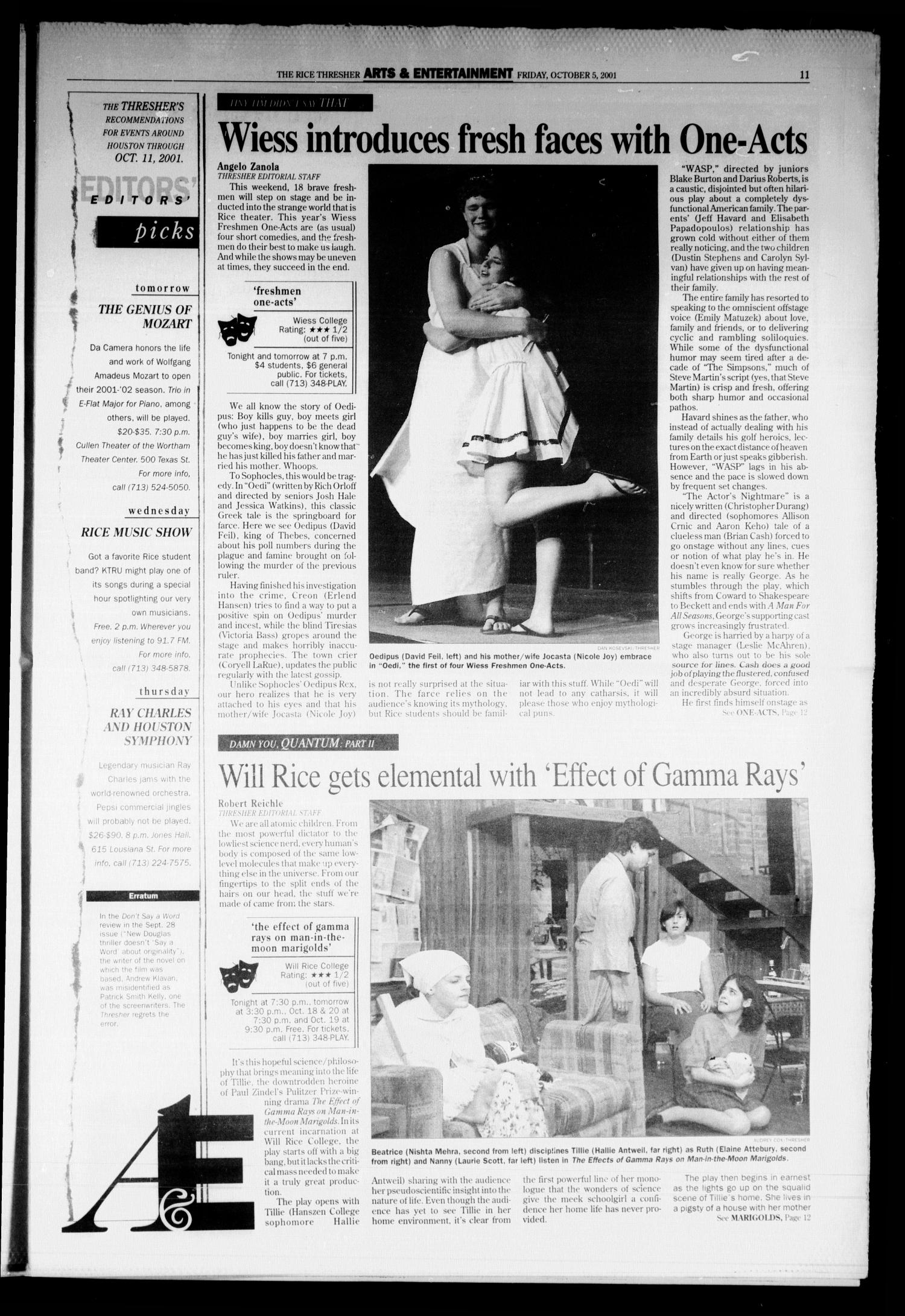 The Rice Thresher, Vol. 89, No. 8, Ed. 1 Friday, October 5, 2001
                                                
                                                    [Sequence #]: 11 of 24
                                                