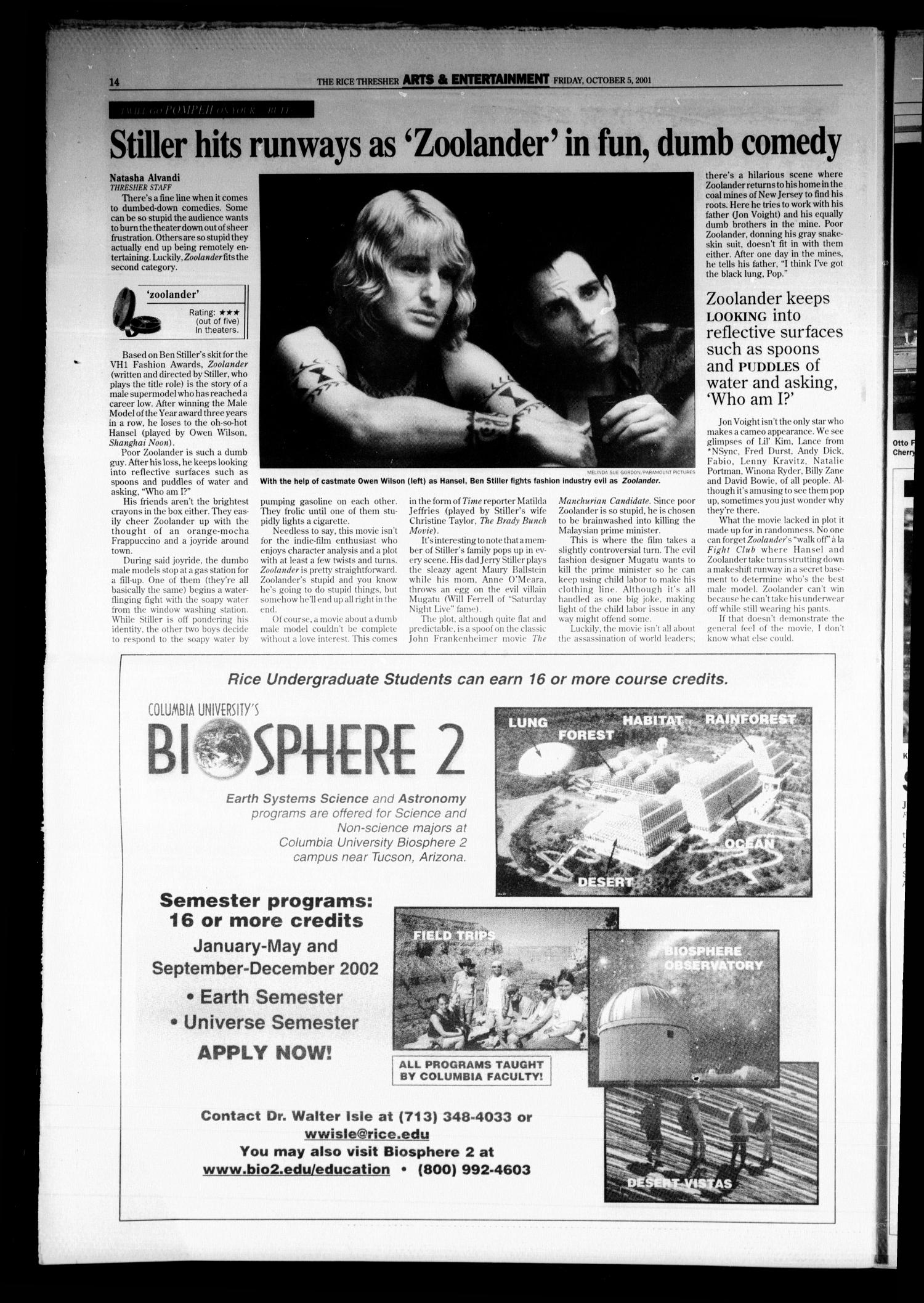 The Rice Thresher, Vol. 89, No. 8, Ed. 1 Friday, October 5, 2001
                                                
                                                    [Sequence #]: 14 of 24
                                                