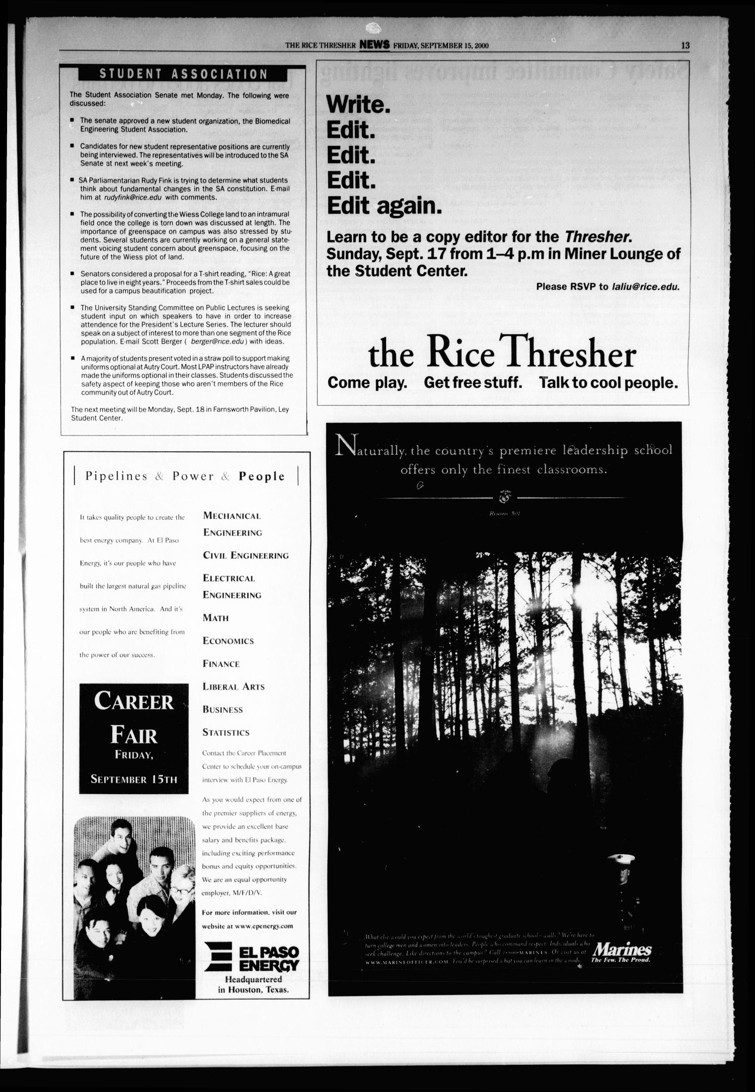 The Rice Thresher, Vol. 88, No. 5, Ed. 1 Friday, September 15, 2000
                                                
                                                    [Sequence #]: 13 of 28
                                                