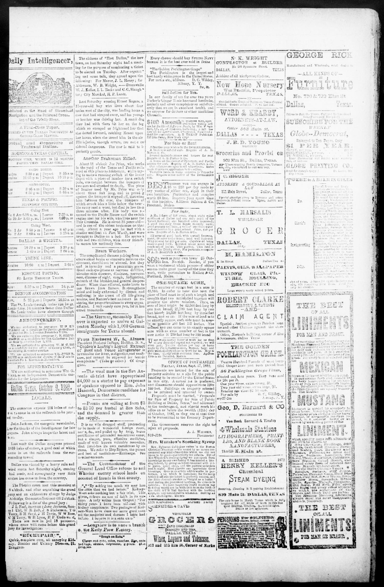 Norton's Daily Union Intelligencer. (Dallas, Tex.), Vol. 7, No. 137, Ed. 1 Monday, October 9, 1882
                                                
                                                    [Sequence #]: 3 of 4
                                                