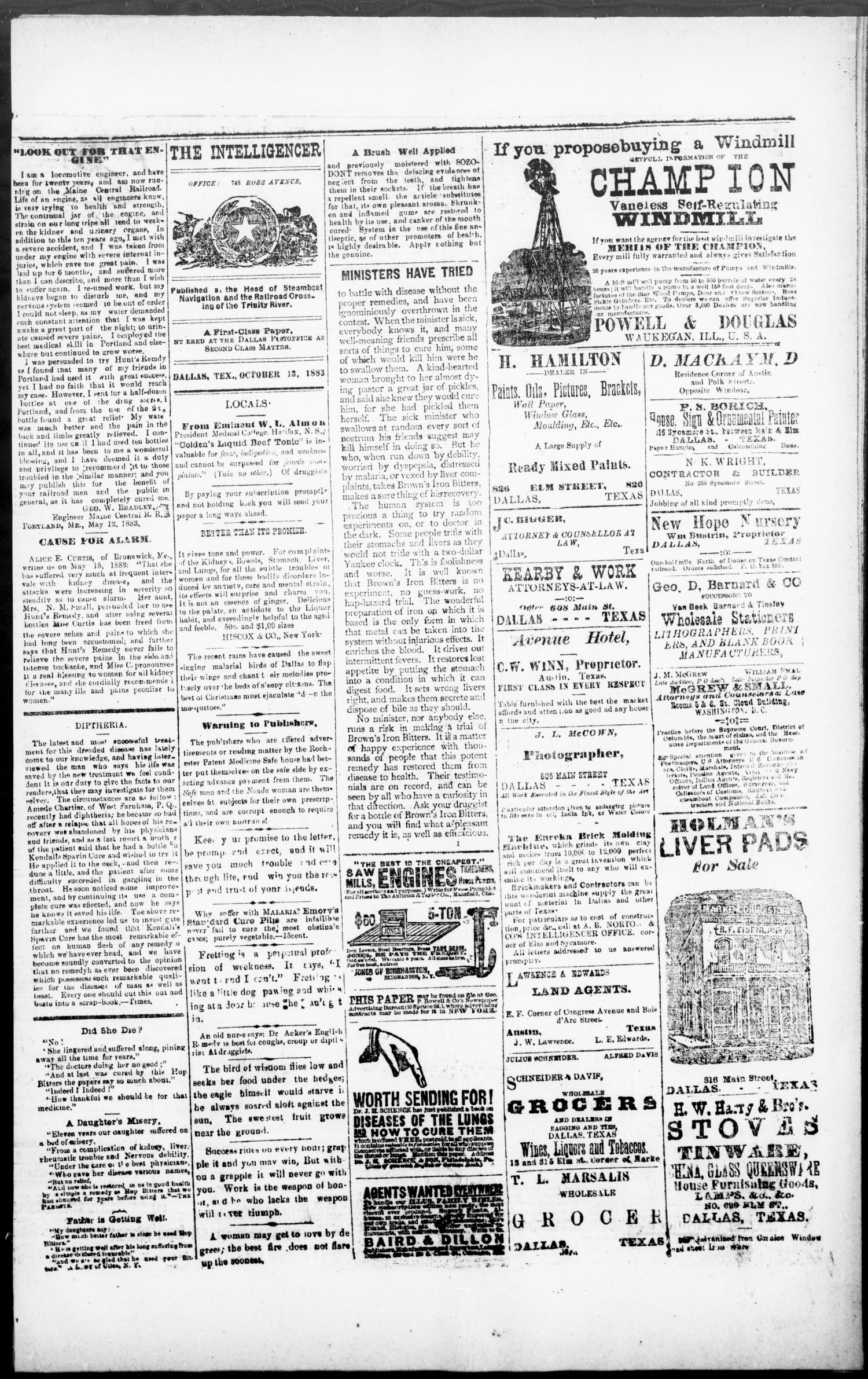 Norton's Daily Union Intelligencer. (Dallas, Tex.), Vol. 8, No. 140, Ed. 1 Saturday, October 13, 1883
                                                
                                                    [Sequence #]: 3 of 4
                                                