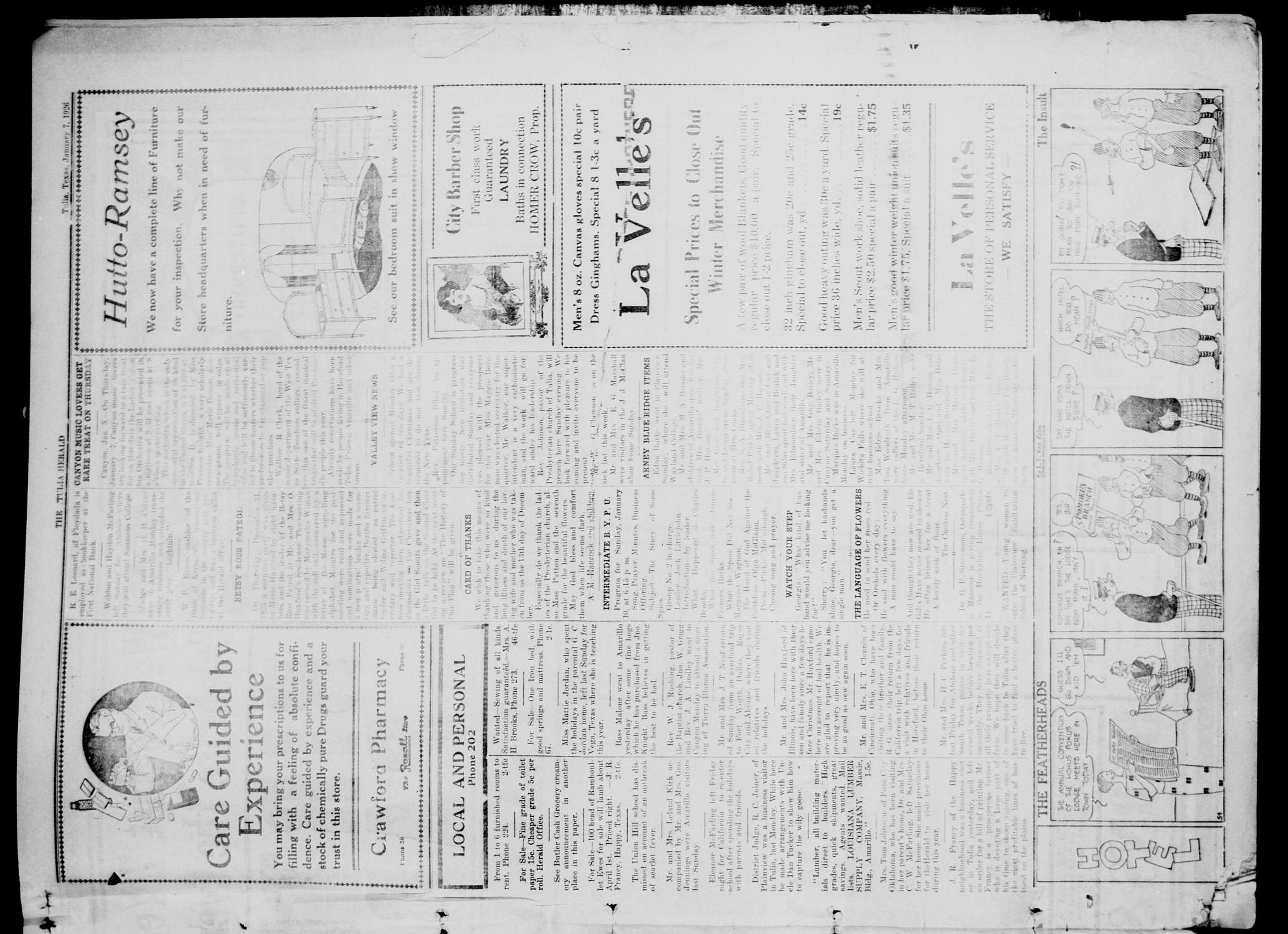 The Tulia Herald (Tulia, Tex), Vol. 17, No. 2, Ed. 1, Thursday, January 7, 1926
                                                
                                                    19
                                                