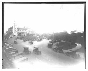 Primary view of object titled '[Alamo Plaza with Post Office]'.