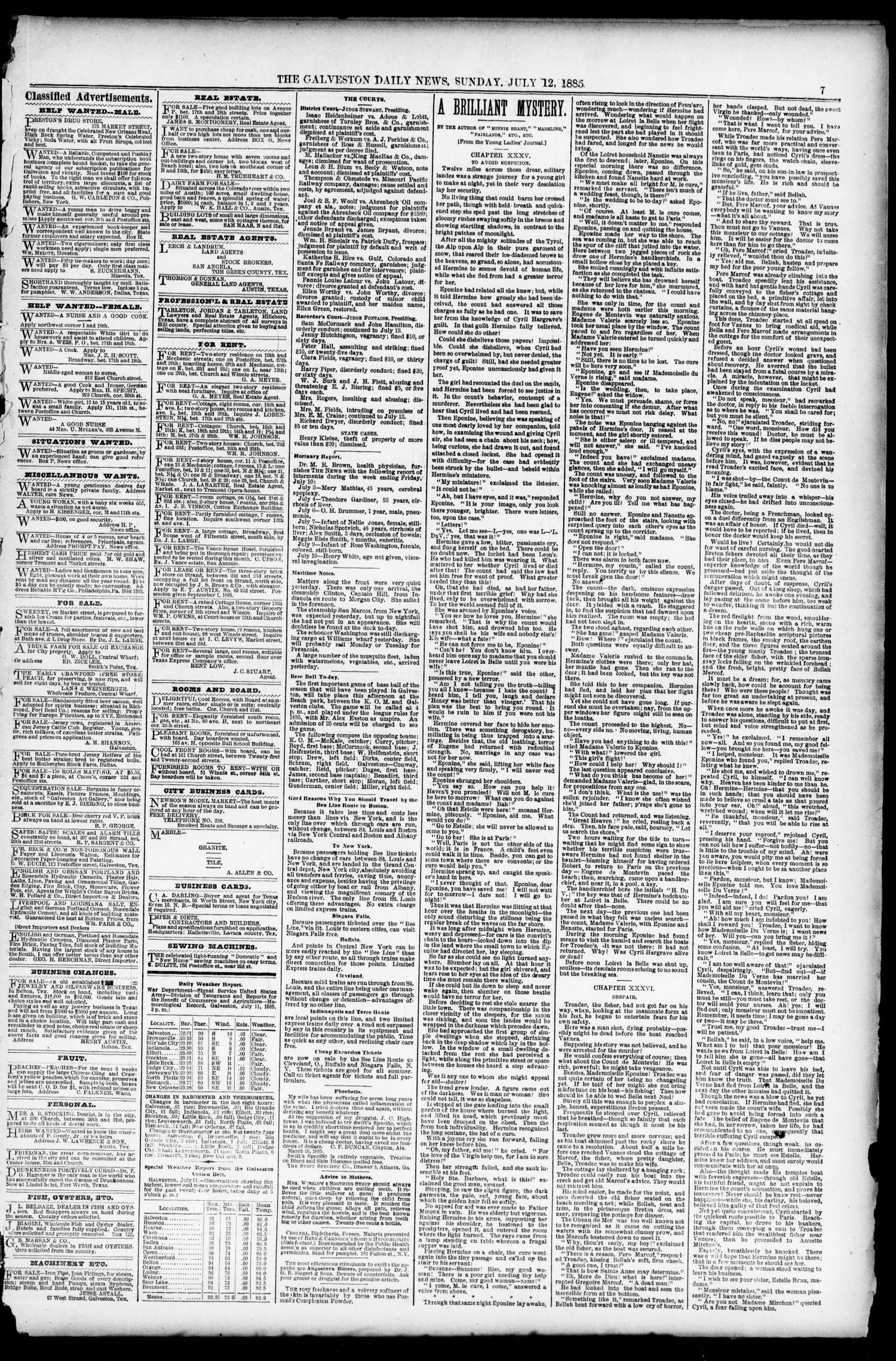 The Galveston Daily News. (Galveston, Tex.), Vol. 44, No. 79, Ed. 1 Sunday, July 12, 1885
                                                
                                                    [Sequence #]: 7 of 12
                                                