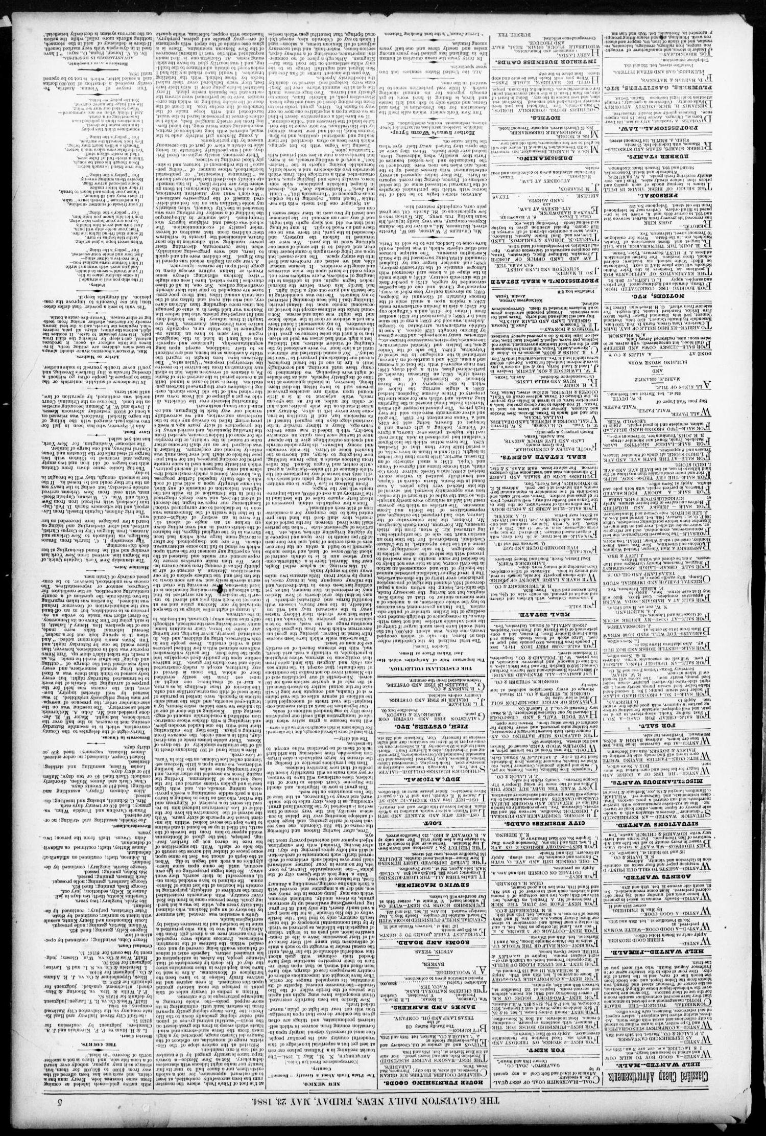 The Galveston Daily News. (Galveston, Tex.), Vol. 43, No. 61, Ed. 1 Friday, May 23, 1884
                                                
                                                    [Sequence #]: 5 of 8
                                                