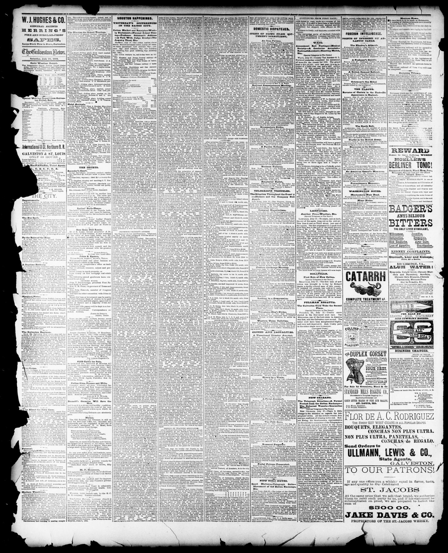 The Galveston Daily News. (Galveston, Tex.), Vol. 42, No. 128, Ed. 1 Saturday, July 28, 1883
                                                
                                                    [Sequence #]: 4 of 4
                                                
