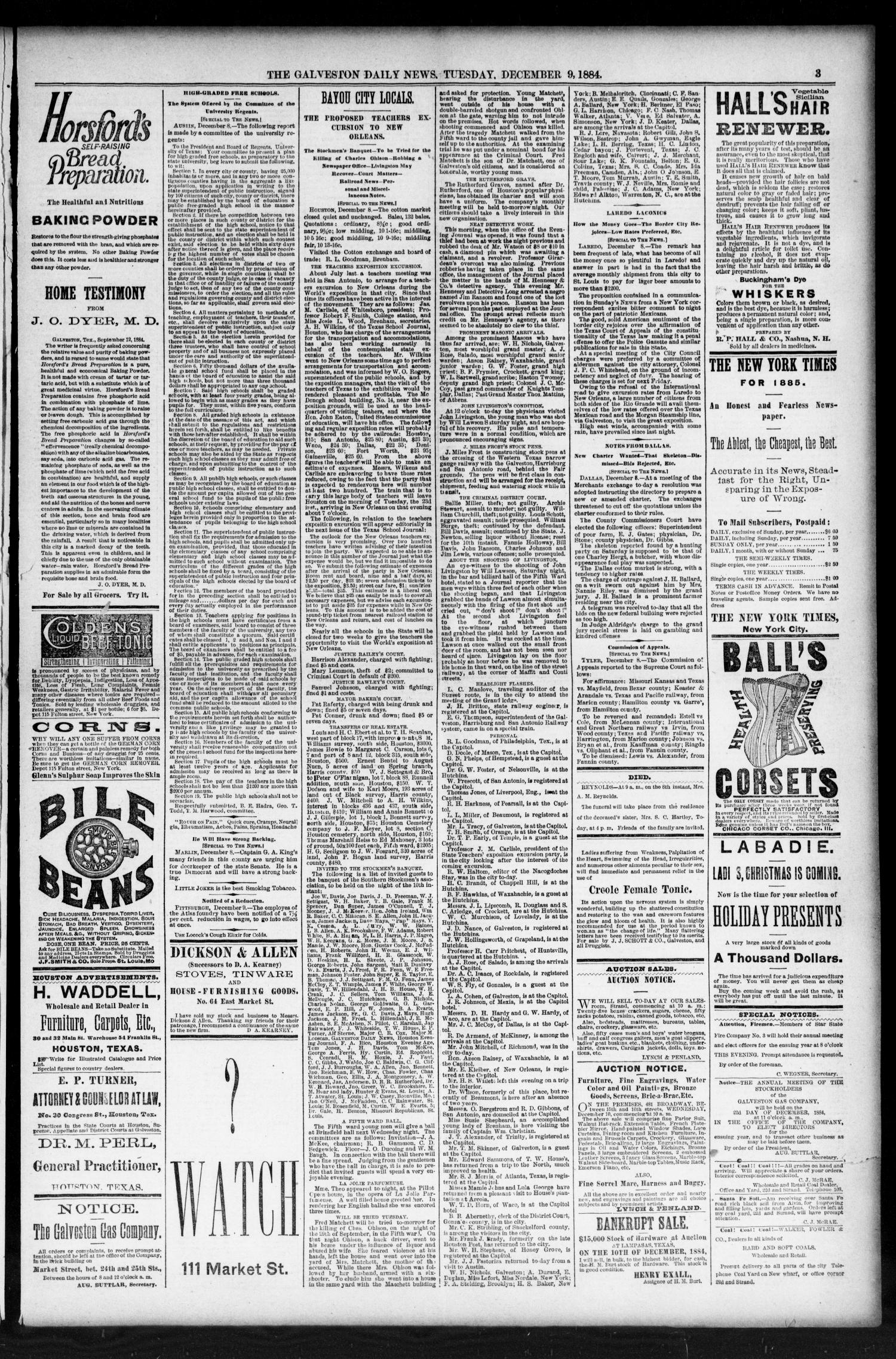 The Galveston Daily News. (Galveston, Tex.), Vol. 43, No. 230, Ed. 1 Tuesday, December 9, 1884
                                                
                                                    [Sequence #]: 3 of 8
                                                