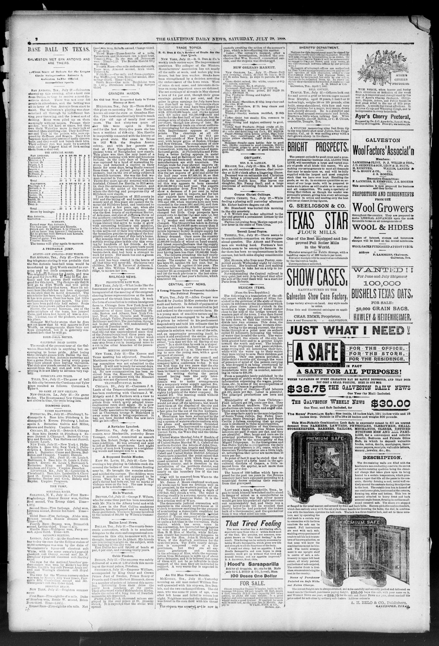 The Galveston Daily News. (Galveston, Tex.), Vol. 47, No. 94, Ed. 1 Saturday, July 28, 1888
                                                
                                                    [Sequence #]: 2 of 8
                                                
