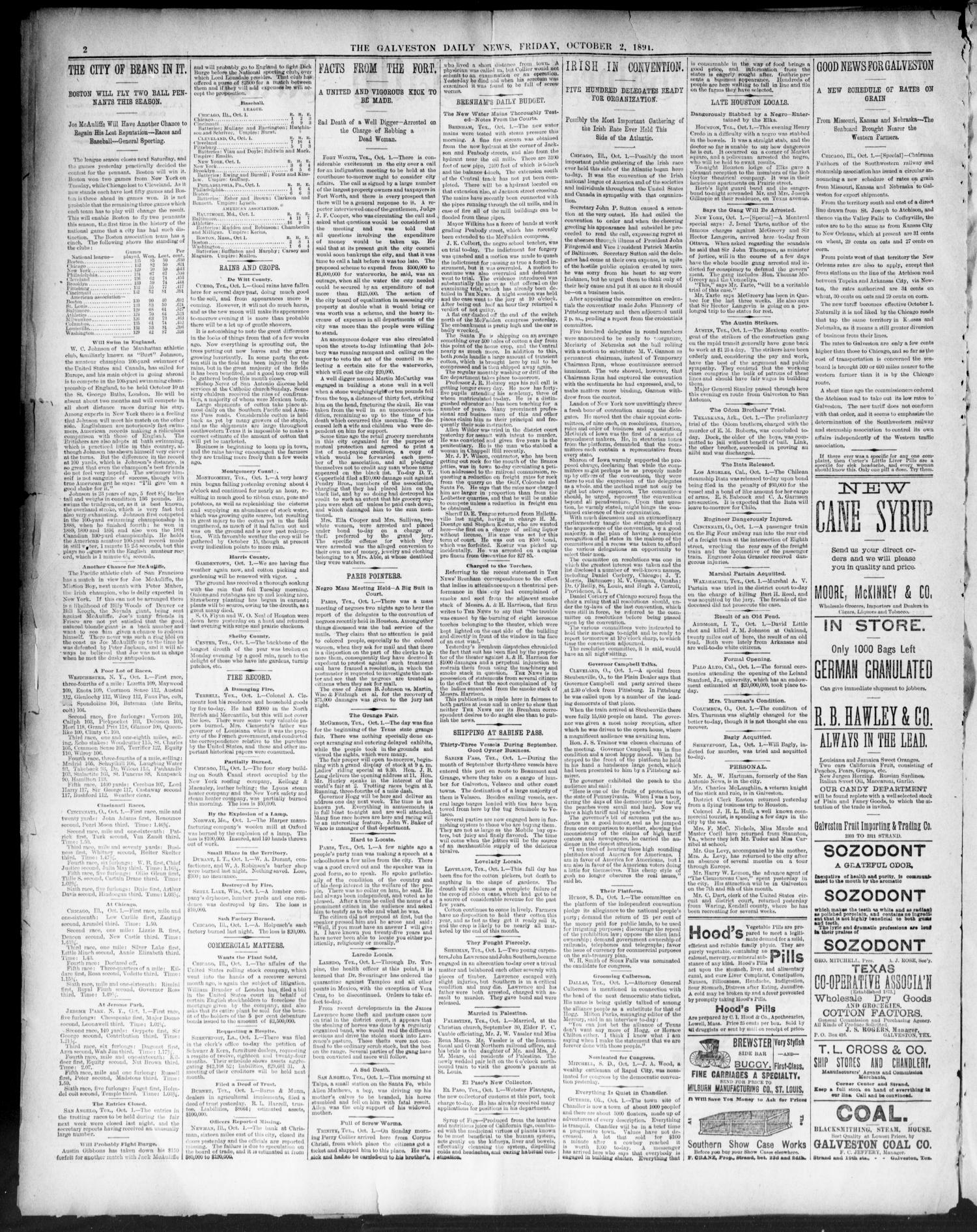 The Galveston Daily News. (Galveston, Tex.), Vol. 50, No. 192, Ed. 1 Friday, October 2, 1891
                                                
                                                    [Sequence #]: 2 of 8
                                                