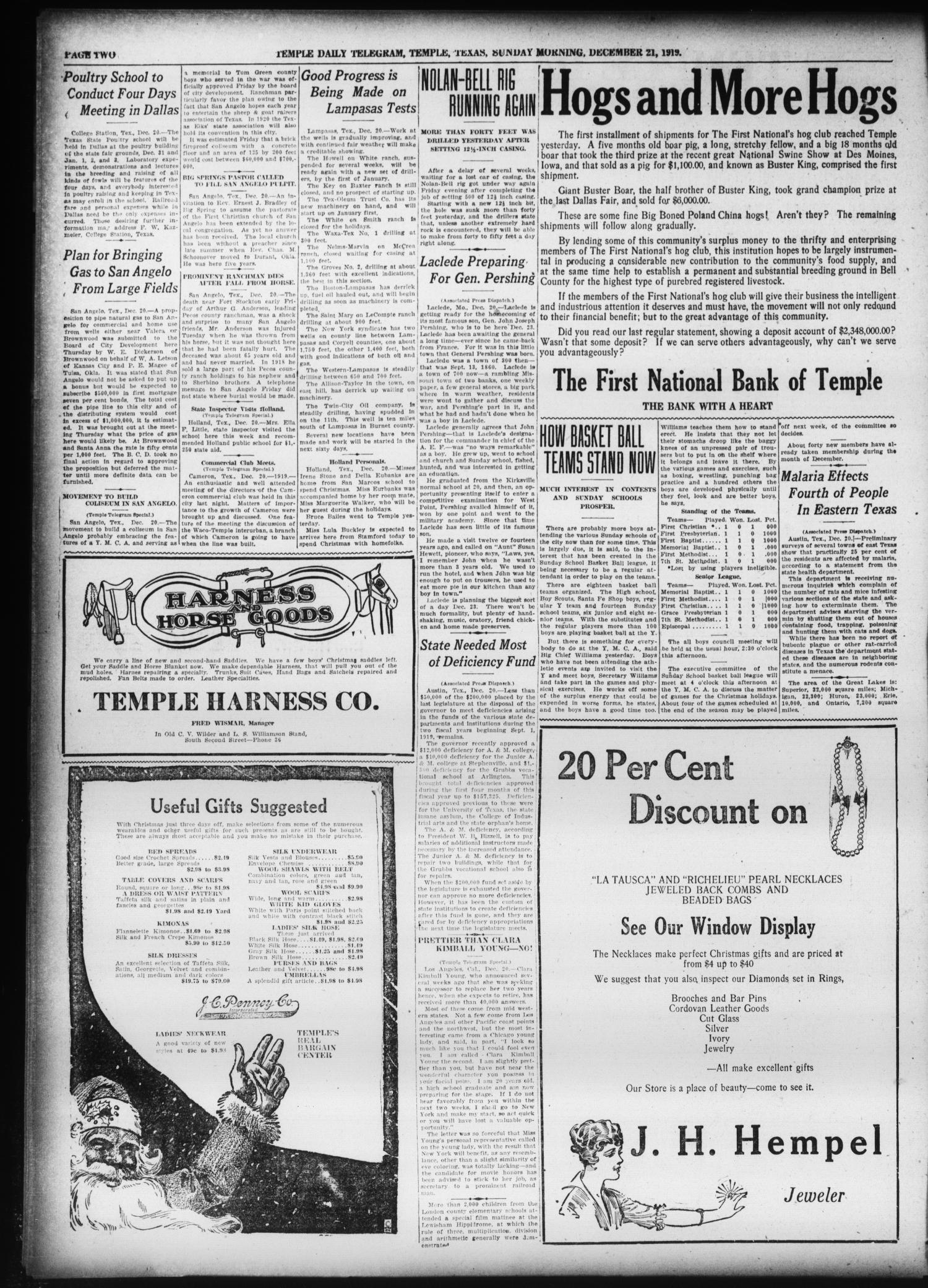 Temple Daily Telegram (Temple, Tex.), Vol. 13, No. 33, Ed. 1 Sunday, December 21, 1919
                                                
                                                    [Sequence #]: 2 of 24
                                                