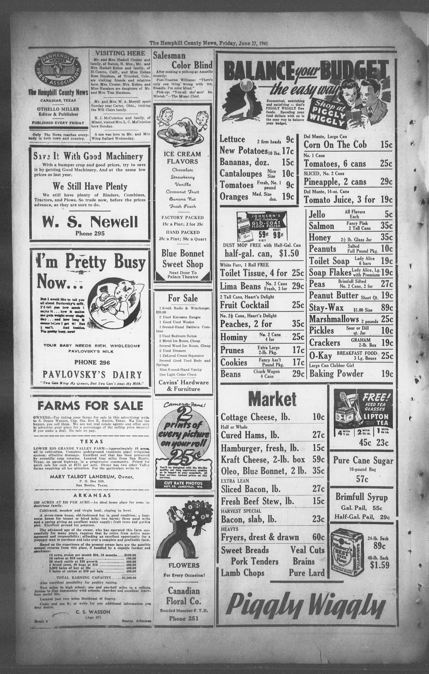 The Hemphill County News (Canadian, Tex), Vol. 3, No. 41, Ed. 1, Friday, June 27, 1941
                                                
                                                    2
                                                