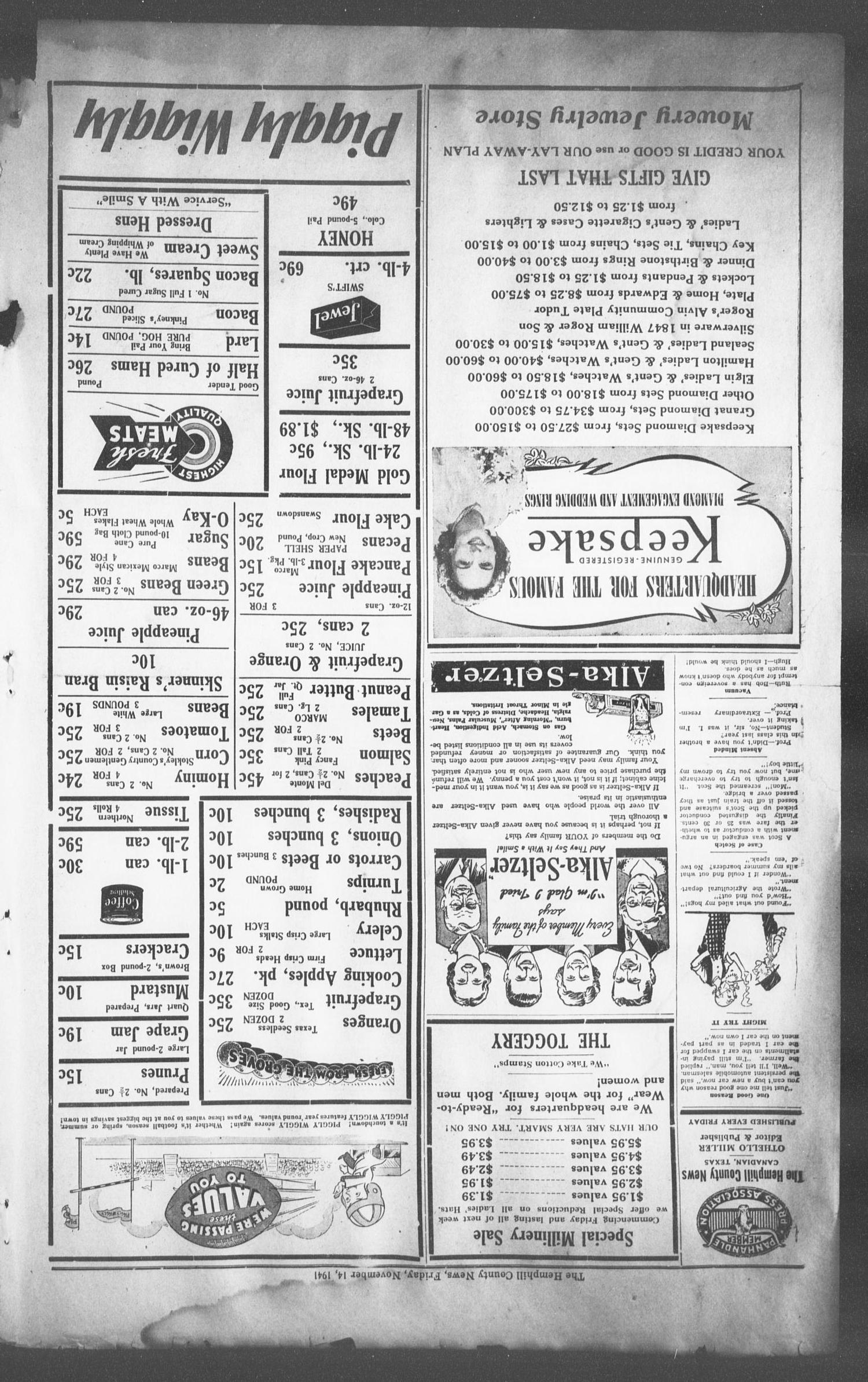 The Hemphill County News (Canadian, Tex), Vol. 4, No. 9, Ed. 1, Friday, November 14, 1941
                                                
                                                    2
                                                
